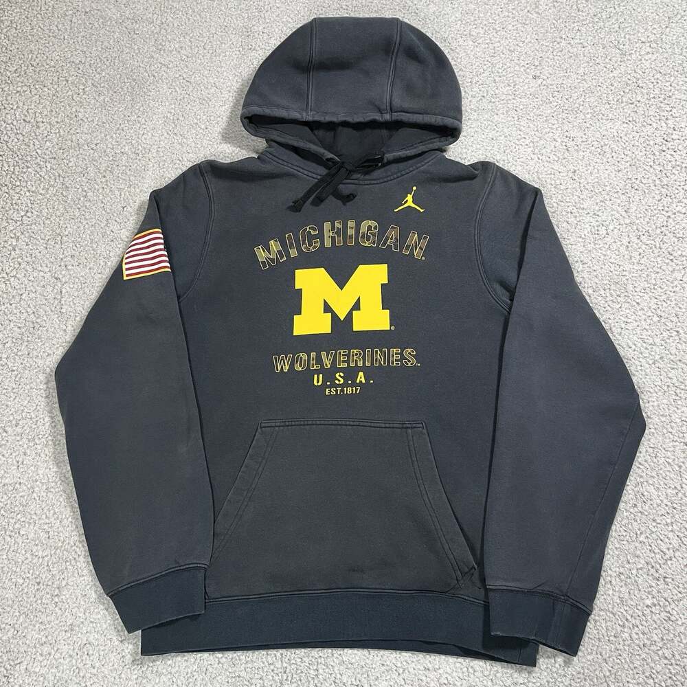 Michigan Wolverines Hoodie Mens S Nike Air Jordan Sweatshirt Football Camo NCAA